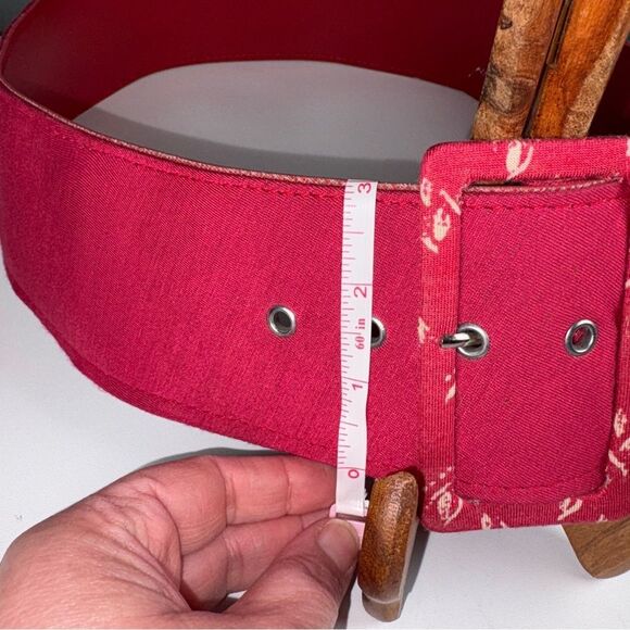 Wide Pink Statement Belt with Metal Accents - Picture 2 of 3